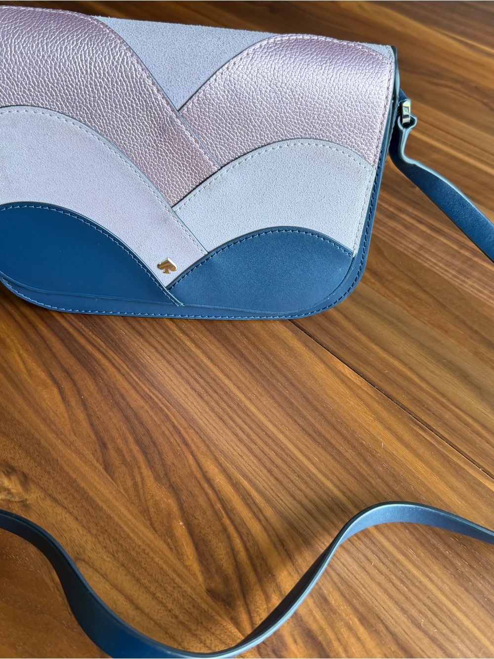 kate spade Blue and Lavender Scalloped Leather Crossbody